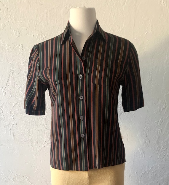 80s Gucci *vibes stripe button up ~ small