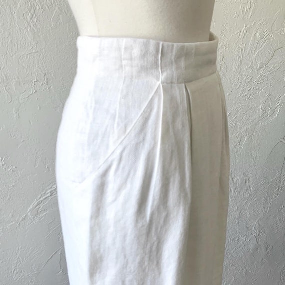 Balenciaga white linen pencil skirt ~ small - image 3