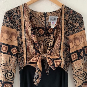 Vtg rayon bias cut tied bust maxi