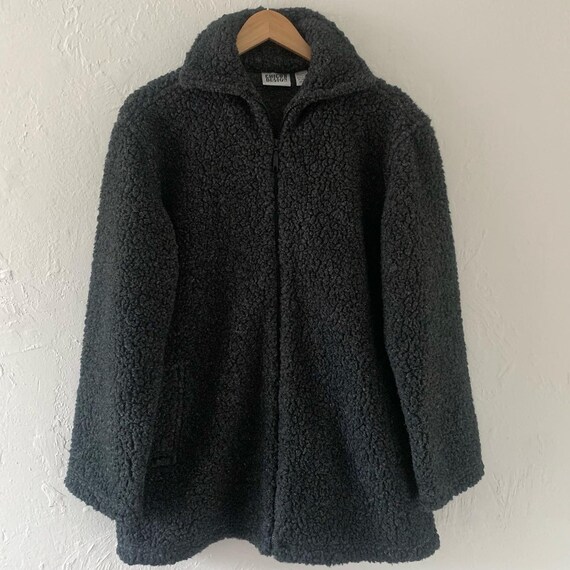 90s Chico Design dark grey heavy fleece coat ~ sm… - image 5