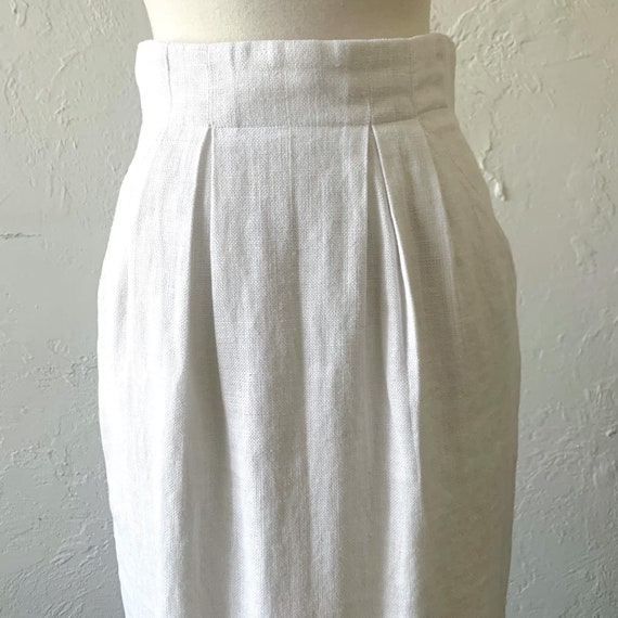 Balenciaga white linen pencil skirt ~ small - image 2