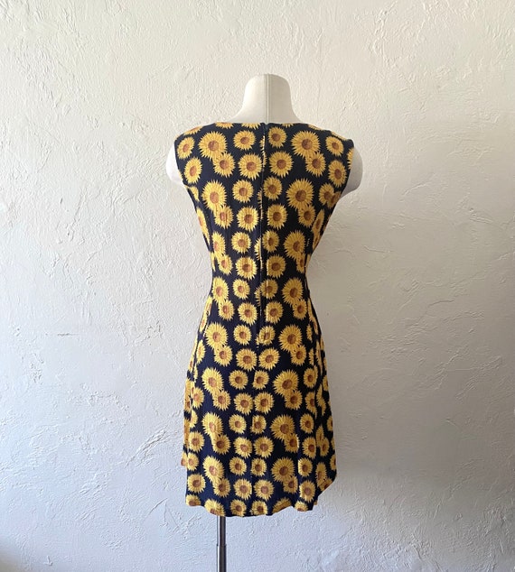Vtg Sunflower print rayon mini dress - image 9