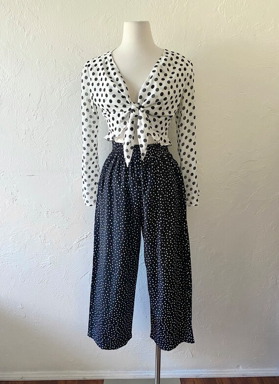 80s wide leg crop high waist pants - image 5