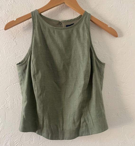 not PERFECT LINEN | LINEN TANK TOP (moss green) | タンクトップ | レディース UK8/S Linen Tops & Shirts for Women