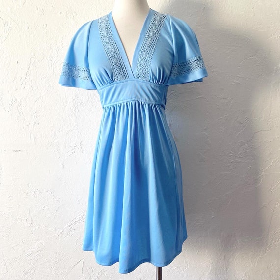 1970s sky blue dress ~ xs - small - image 10