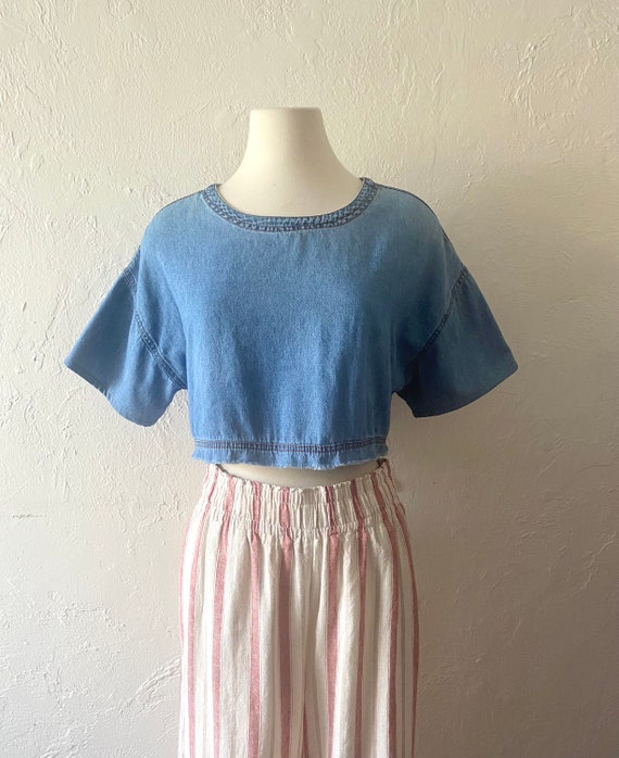 90s 00s boxy denim crop top by Coldwater Creek