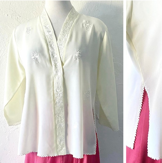 Vtg embroidered blouse with slits