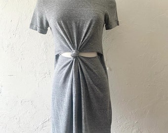 Heather grey cut-out knot tee shirt dress
