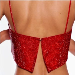 Zara fiery red jeweled crop tank
