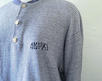 Camiseta henley de rayas de Perry Ellis de los años 90