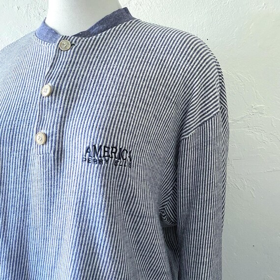 90s Perry Ellis Stripe Henley - Etsy