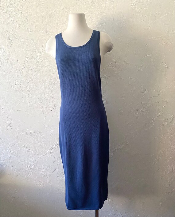 DVF navy blue knit midi dress - image 2