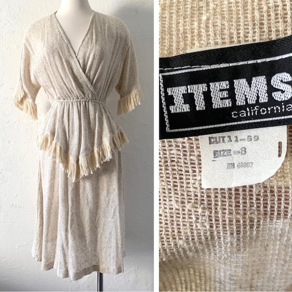 Vtg 80s Items cotton rayon flax blend see thru dr… - image 1
