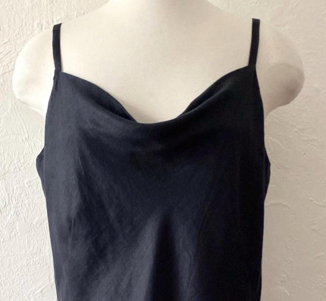 Bias Cut Tank in Black Linen