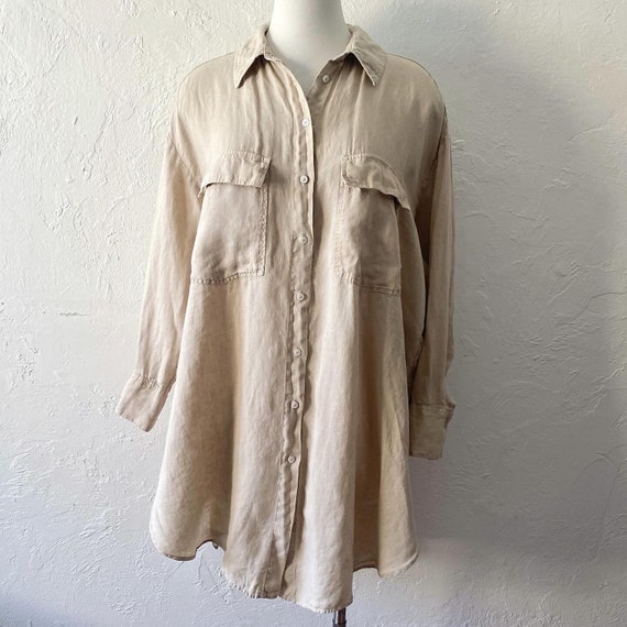 Zara linen oversized shirt dress