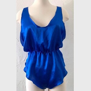 80s blue satin romper