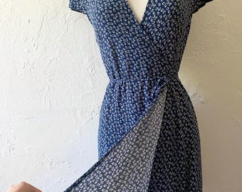 Brandy Melville navy floral wrap dress