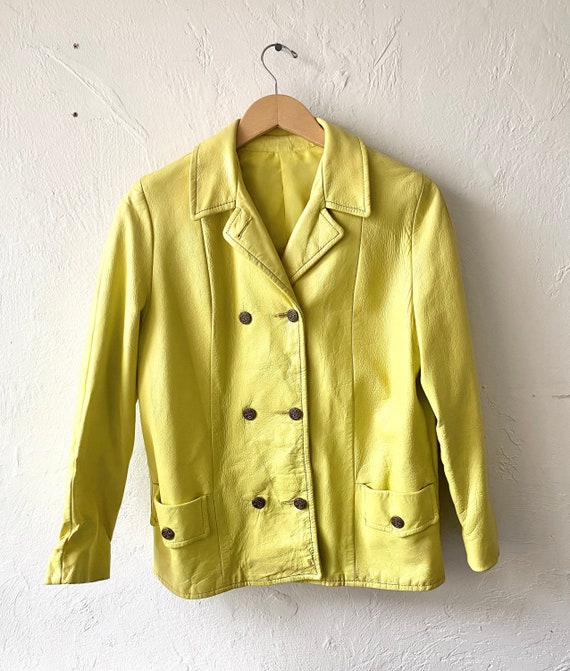 60s mod canary yellow LEATHER jacket ~ Xs / small