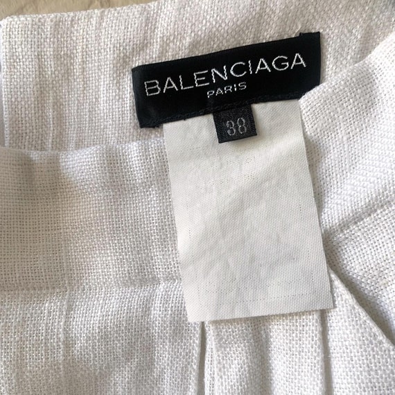 Balenciaga white linen pencil skirt ~ small - image 5
