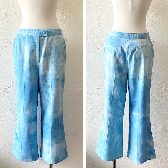 70s sky blue tie dye bell bottoms - image 2