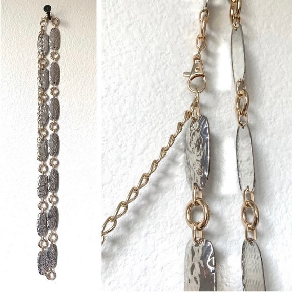 Vtg silver and gold hammered chain belt