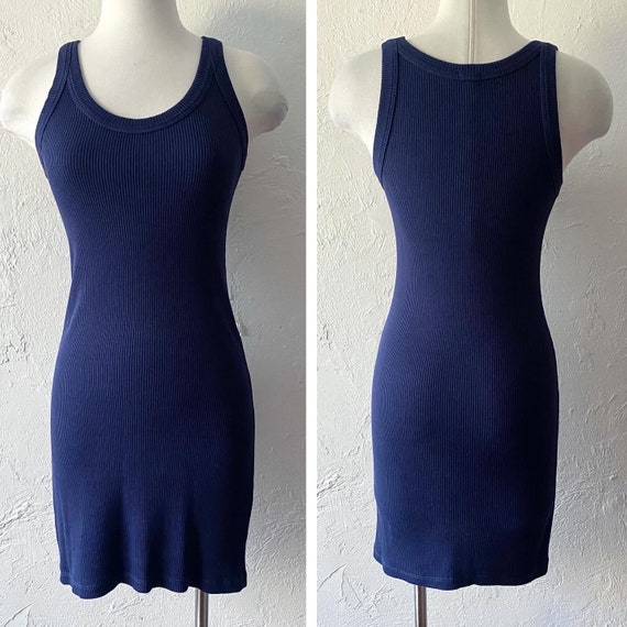 Monrow navy blue ribbed wiggle dress - image 2