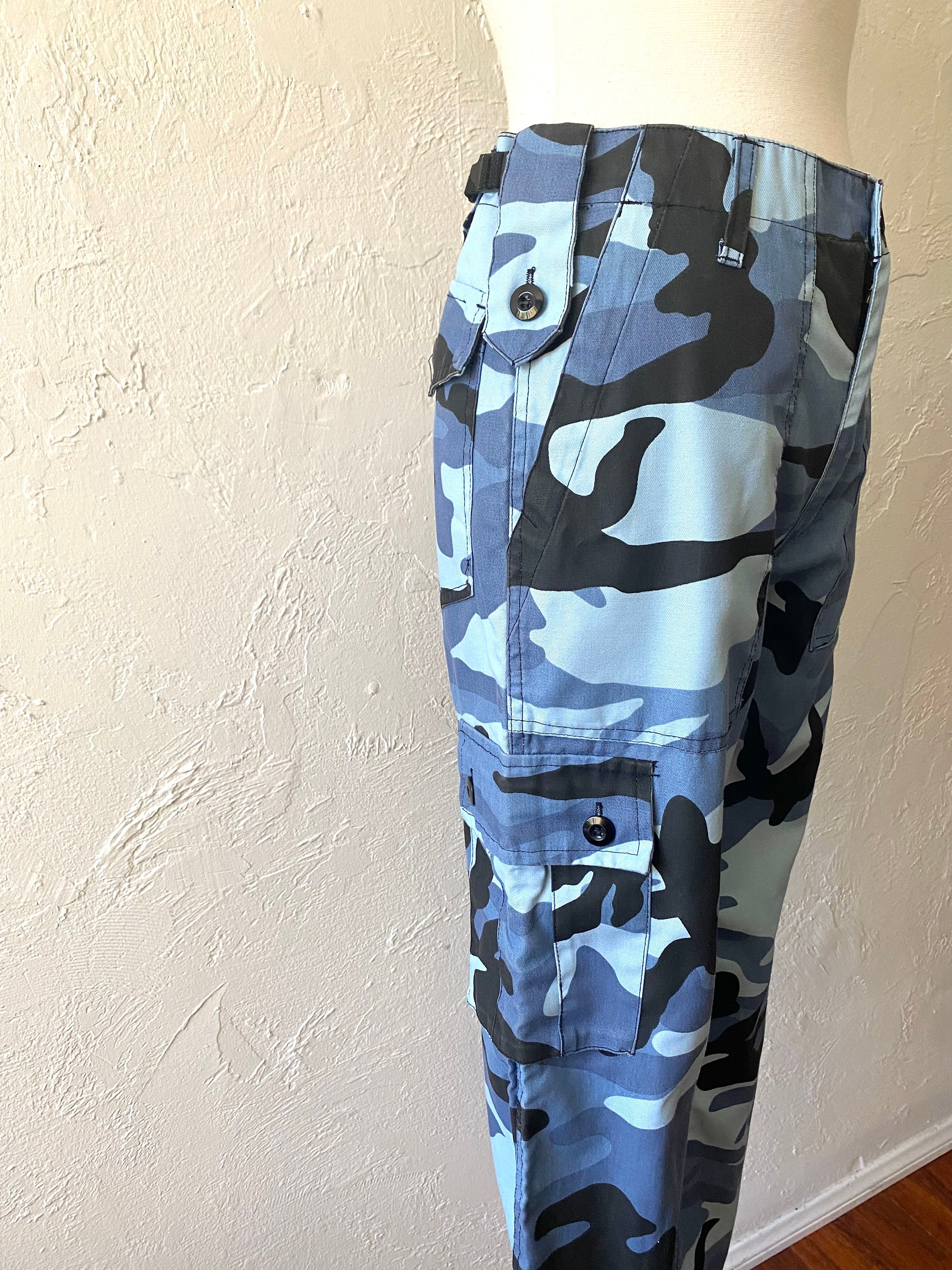 Vtg Blue Cargo Camo Pants - Etsy