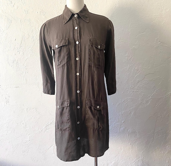 Buy Allen Allen Linen Safari Cargo Shirt Dress Online in India - Etsy