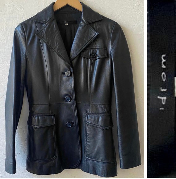 Vtg Idiom black leather jacket