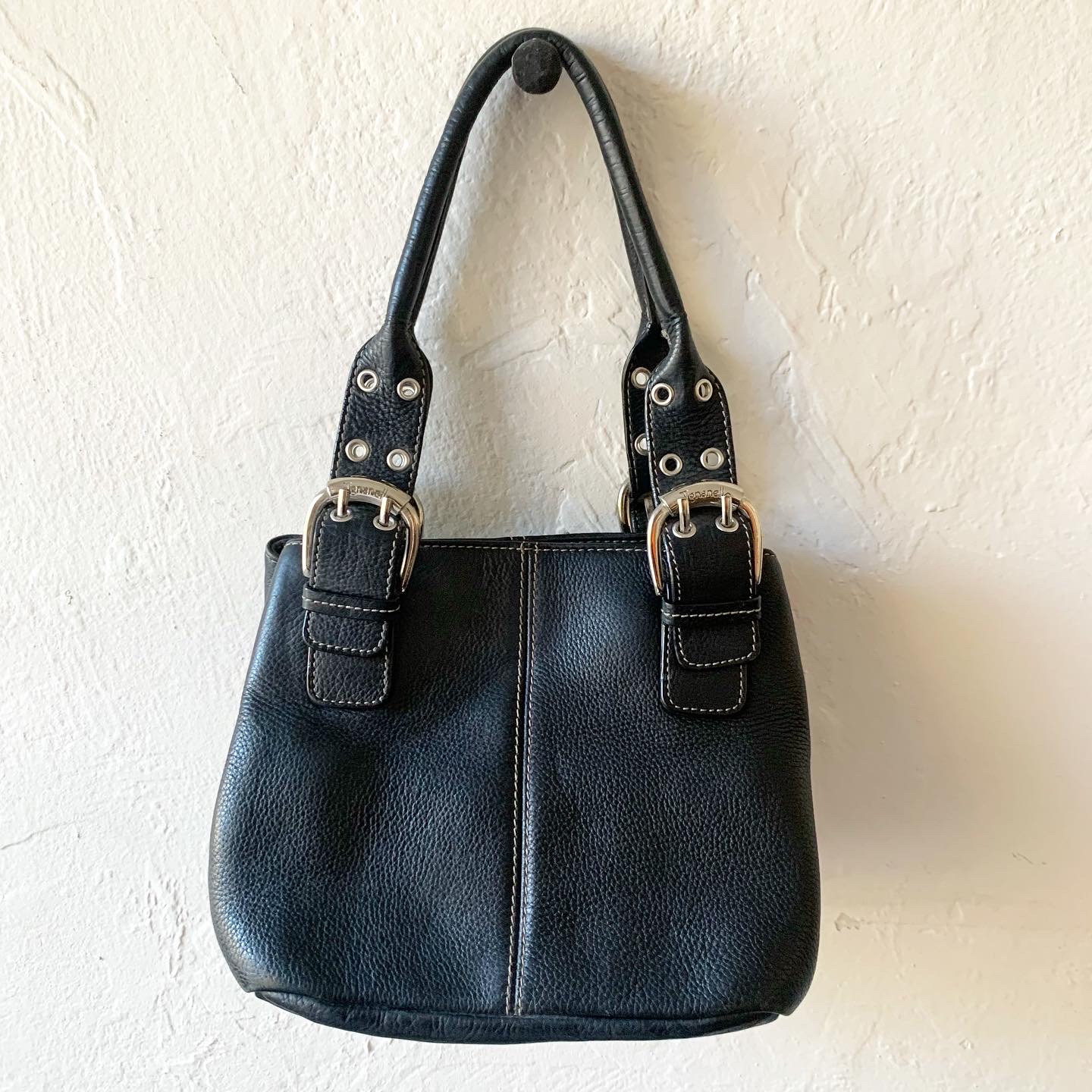Tignanello Black Pebble Leather Purse Etsy