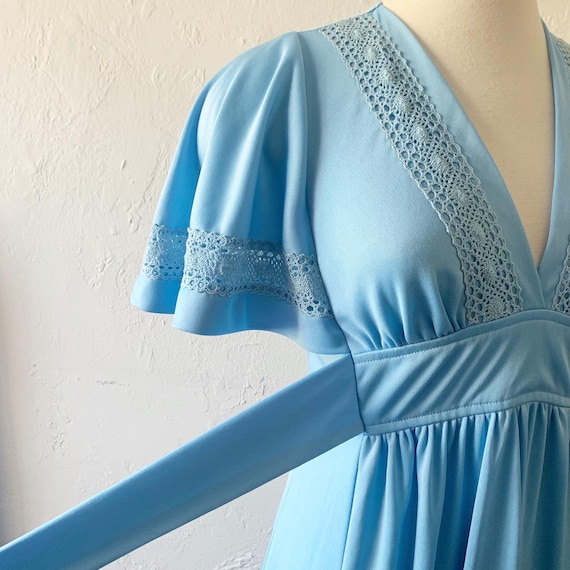 1970s sky blue dress ~ xs - small - image 3