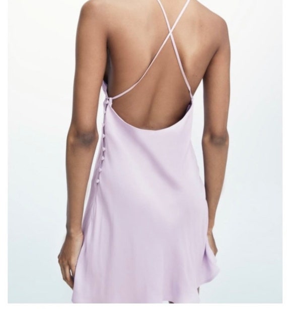 Zara NWT lilac backless satin mini dress ~ M - image 5