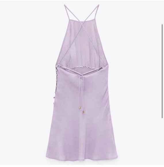 Zara NWT lilac backless satin mini dress ~ M - image 4