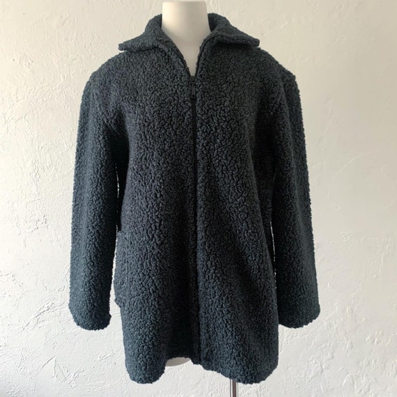 90s Chico Design dark grey heavy fleece coat ~ sm… - image 2