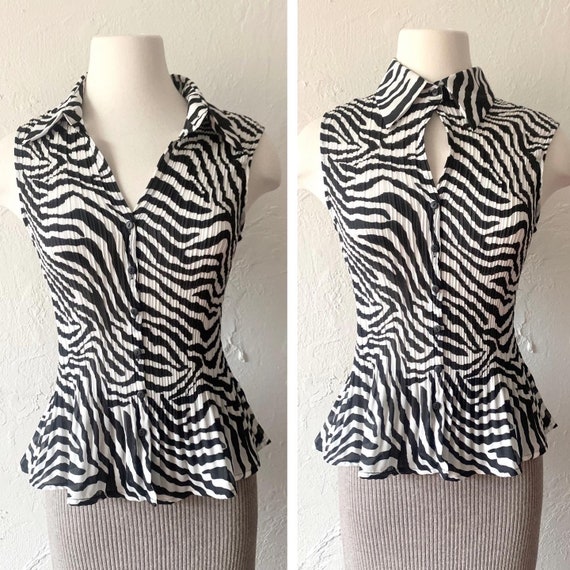 Y2K Allison Taylor zebra print pleat top