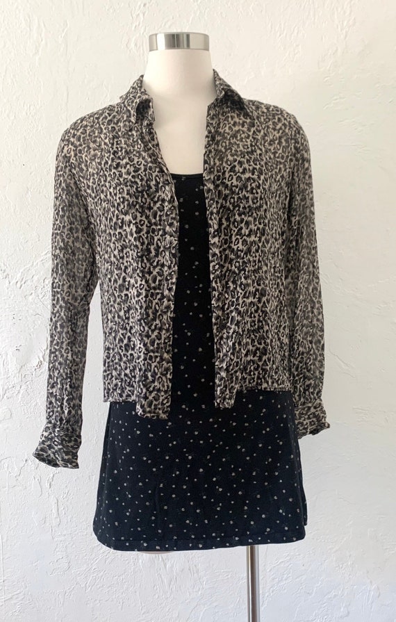 Vtg 90s Finity silk georgette leopard print top 8 - image 8