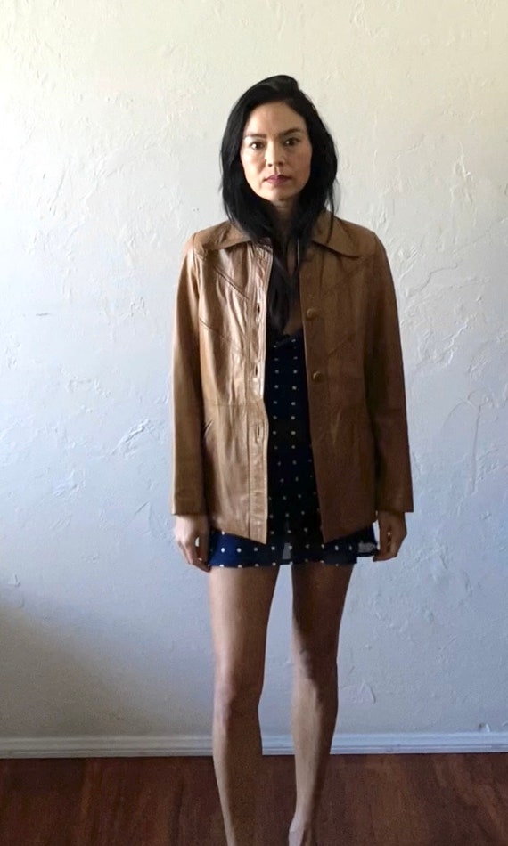 70s Junesse leather jacket ~ xs