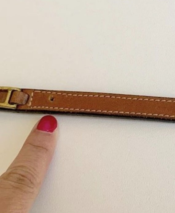 Vtg high waist brown leather belt - image 4