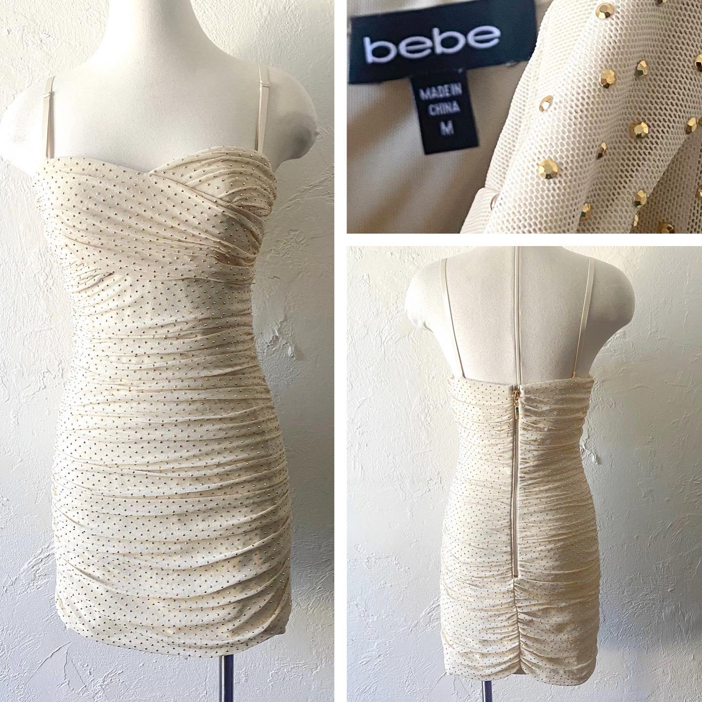 slim fit dress slacks Bebe Women's Long Strapless Bandage Foil Dress - Brown main image 1