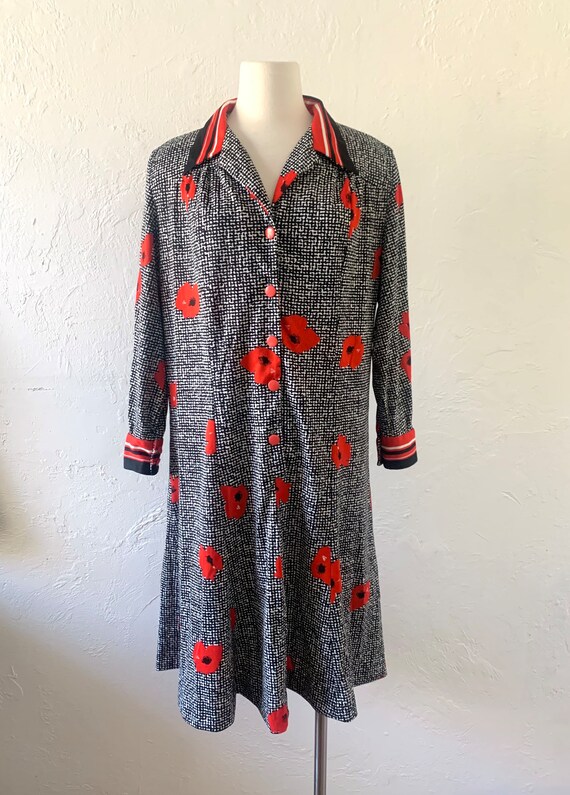 60s Lionyl poppy print dress ~ large - xl - image 6