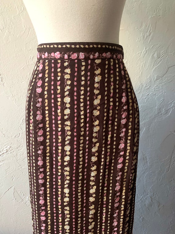 90s Samantha brown and pink-ish floral wrap skirt… - image 3