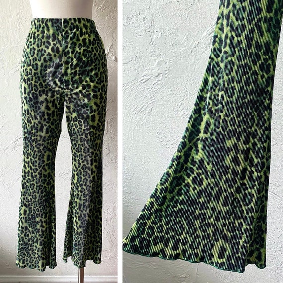 TopShop pleated lime green bell bottoms