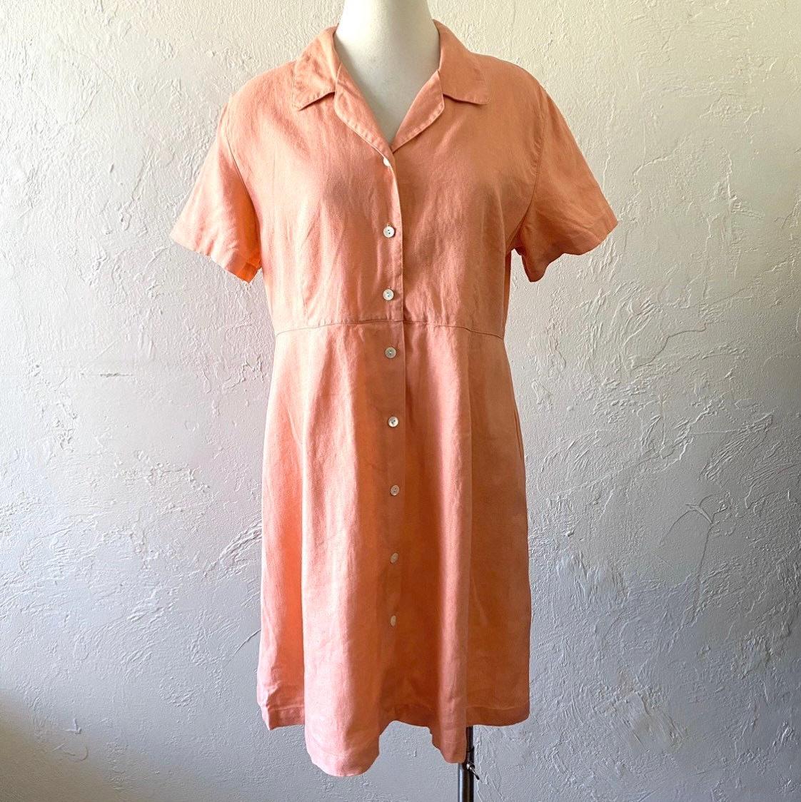 Eddie Bauer Linen Shirt Dress - Etsy