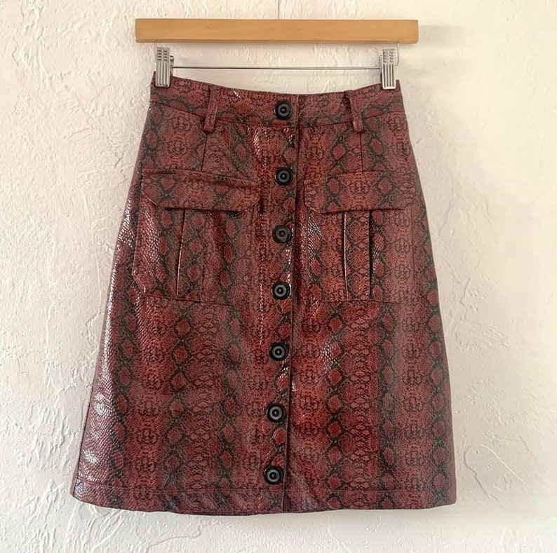 Urban Outfitters vinyl snake mini skirt image 2