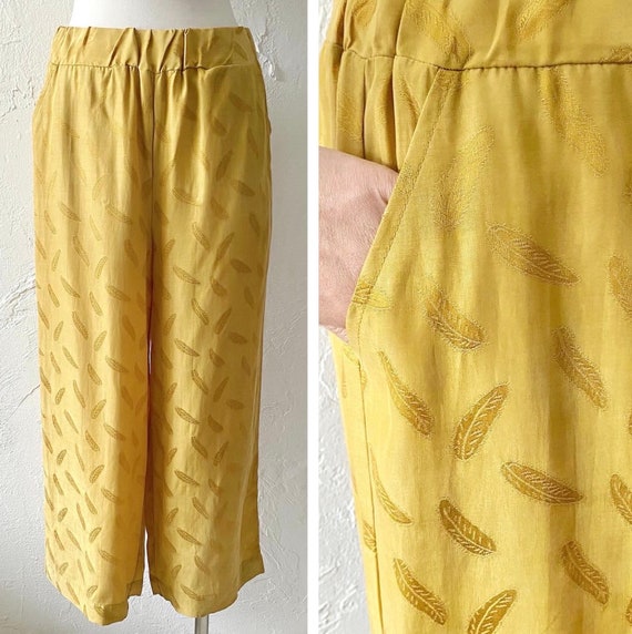 Silky cupro mustard crop pants