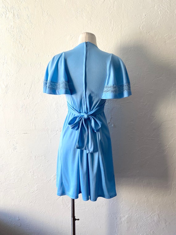 1970s sky blue dress ~ xs - small - image 4