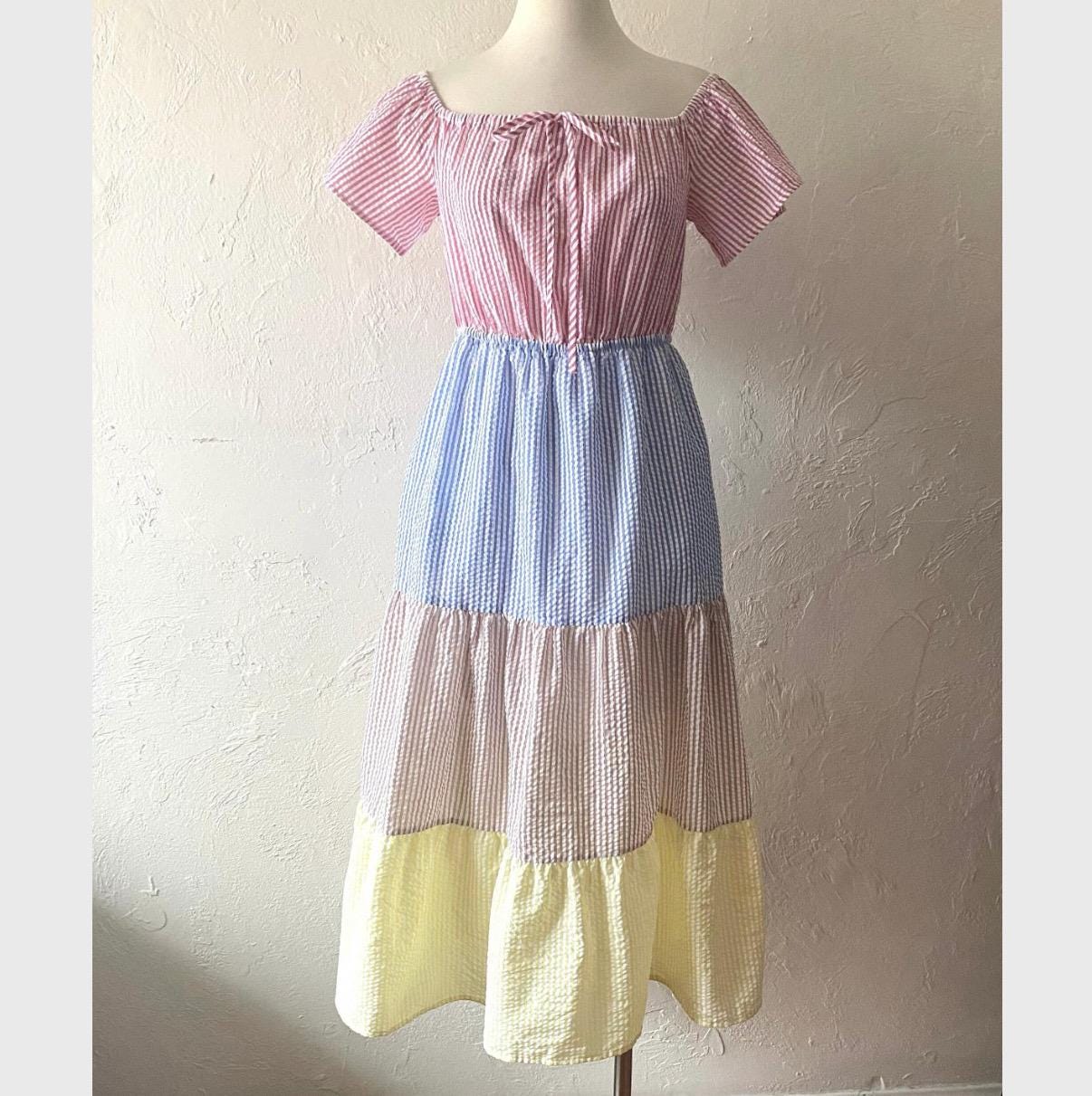 Pink seersucker dress womens 2025