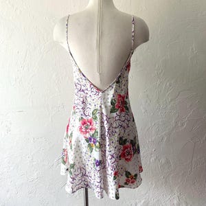 80s floral backless slip dress