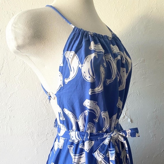 80s cotton dolphin print wrap backless dress - image 3