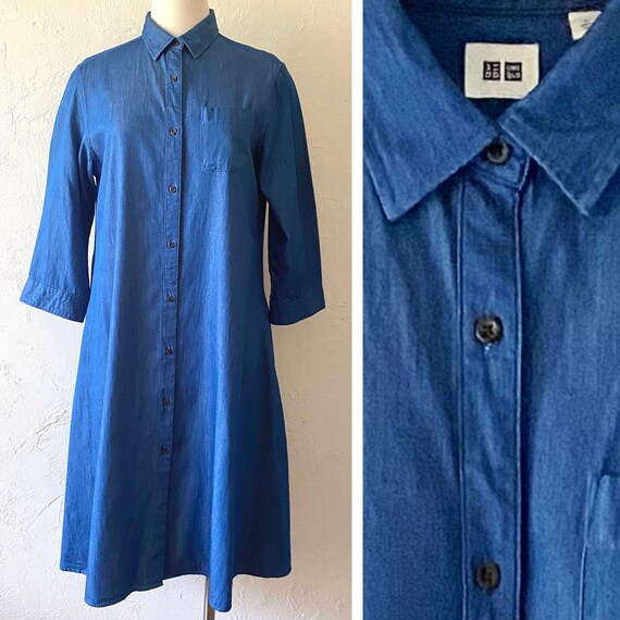 Uniqlo denim a-line shirt dress